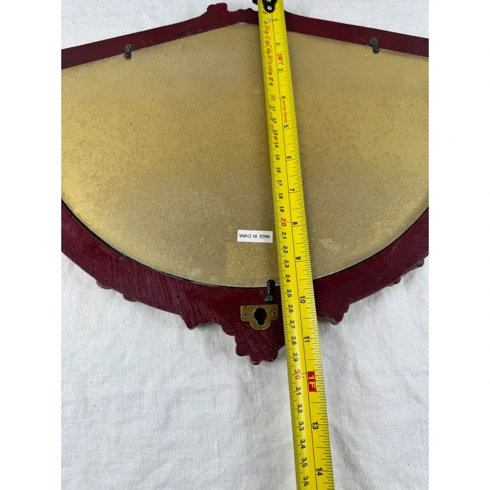 Vintage Wall Mirror Gold Fan Shaped Ornate Arched Baroque Whimsigoth 12x16